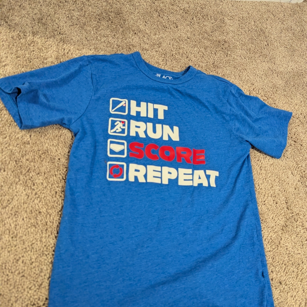 The Children's Place Blue Tee with Red and White Graphic